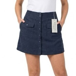 Women's Navy Button-Front Mini Skirt